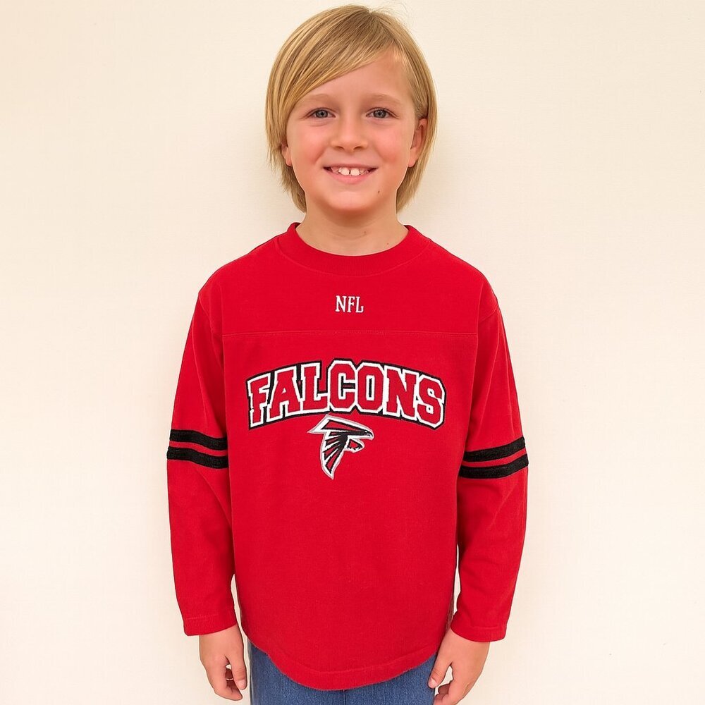 NFL Atlanta Falcons Long Sleeve Tee Red Black White (Estimated as Youth Large)